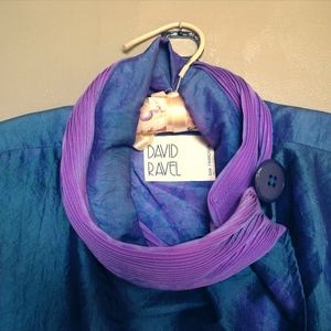 DAVID RAVEL IRIDESCENT BLUE/LAVENDER PLEATED COAT